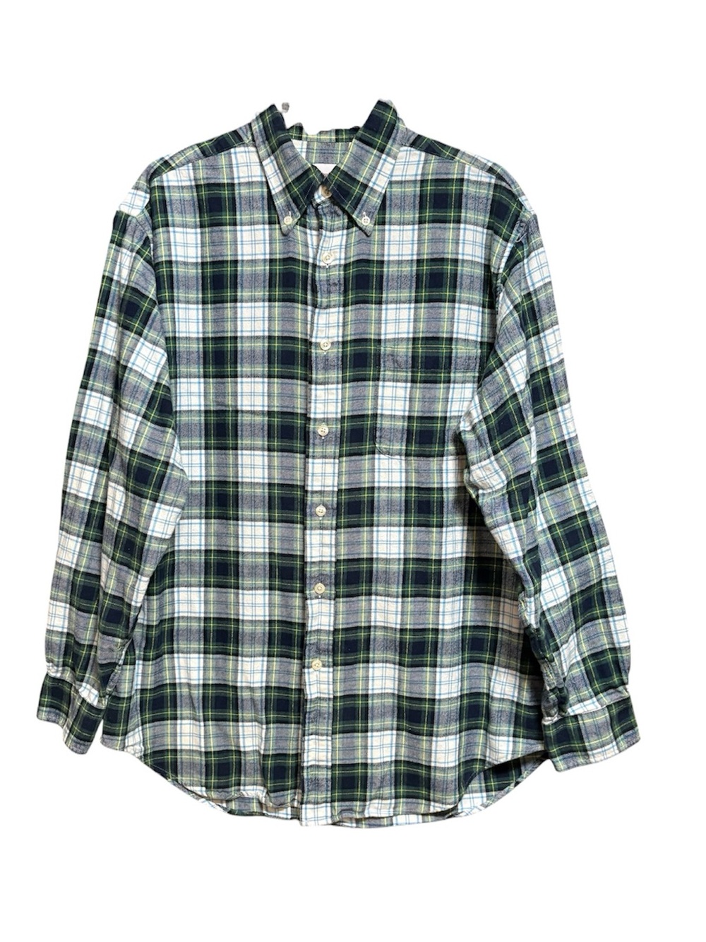 Brooks Brothers Original Polo 346 Green and White Plaid Button-Down Shirt M
